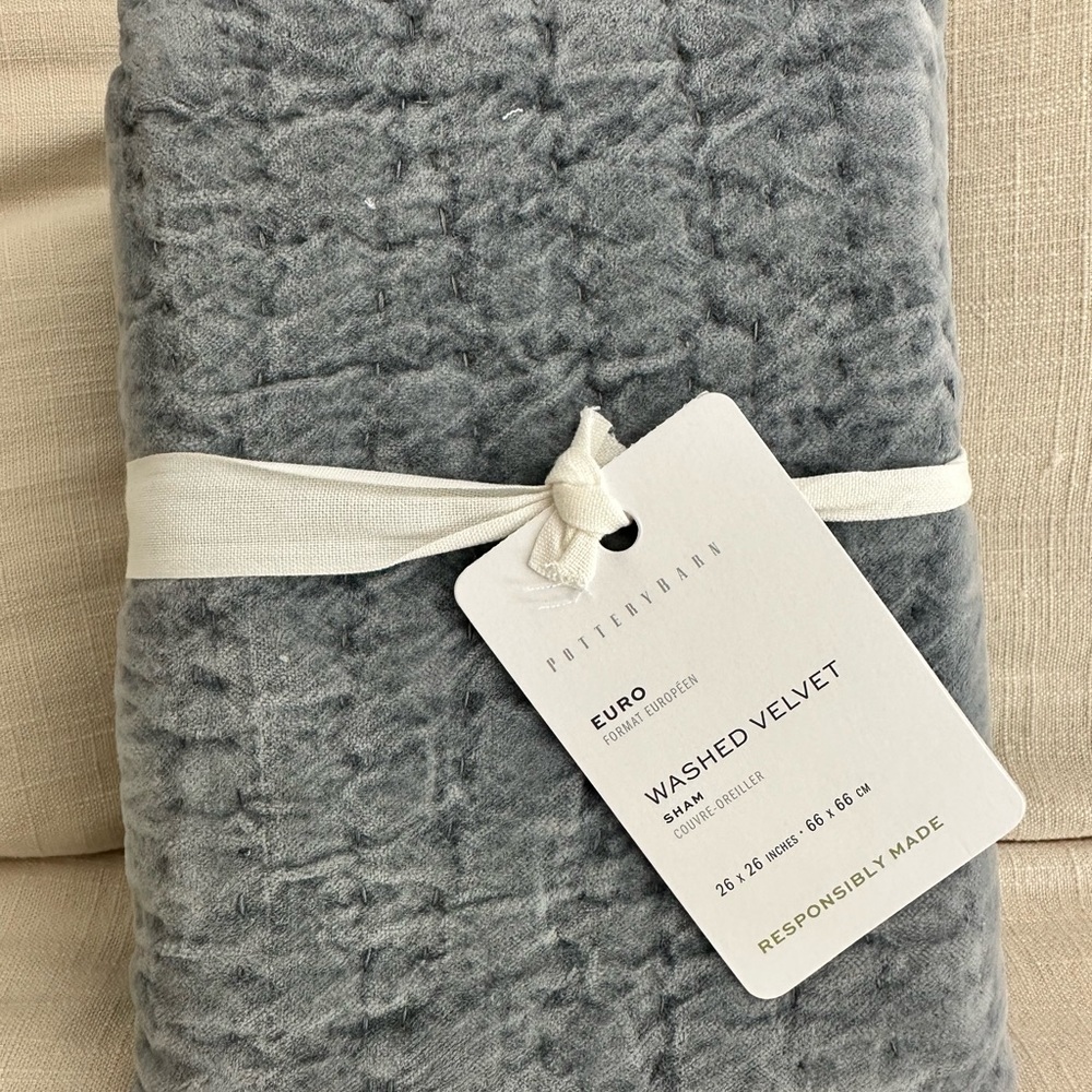 Pottery Barn Washed Velvet Euro pillow sham. Qty 1. SKU 7795285